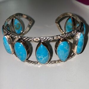 Larimar Cuff Bracelet with Teardrop Stones